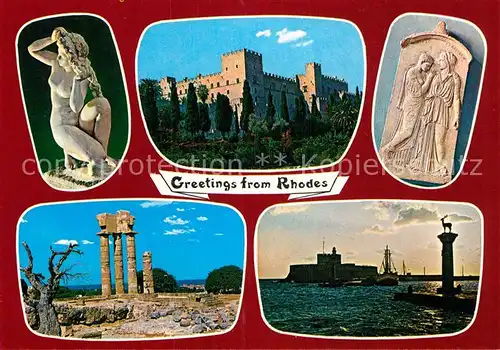 AK / Ansichtskarte Rhodos Rhodes aegaeis Statue Schloss Ruine Hafen Kat. 