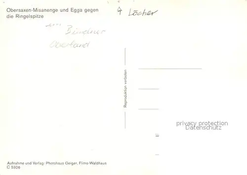 AK / Ansichtskarte Misanenga Obersaxen und Egga mit Ringelspitze Kat. Obersaxen