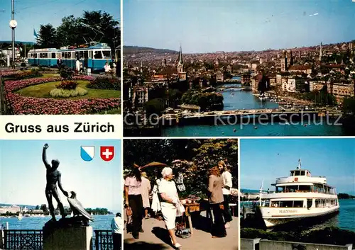 AK / Ansichtskarte Zuerich ZH mit Buerkliplatz und Flohmarkt Fahrgastschiff