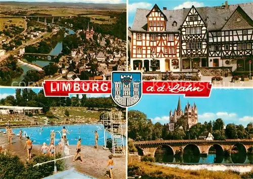 AK / Ansichtskarte Limburg Lahn Panorama Fachwerkhaus Schwimmbad  Kat. Limburg a.d. Lahn