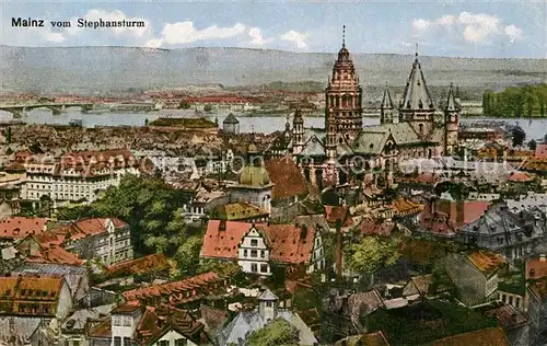 AK / Ansichtskarte Mainz Rhein Blick vom Stephansturm