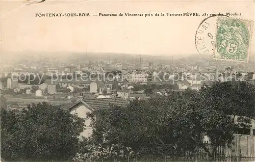 AK / Ansichtskarte Fontenay sous Bois Panorama de Vincennes pris de la Terrasse Fevre Kat. Fontenay sous Bois