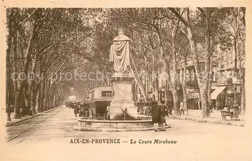 AK / Ansichtskarte Aix en Provence Cours Mirabeau Statue Monument Kat. Aix en Provence