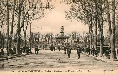 AK / Ansichtskarte Aix en Provence Cours Mirabeau et la Grande Fontaine Kat. Aix en Provence