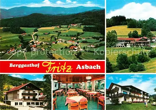 AK / Ansichtskarte Drachselsried Panorama Berggasthof Asbach Gaestehaus Gastraum Kat. Drachselsried