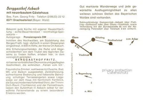 AK / Ansichtskarte Drachselsried Panorama Berggasthof Asbach Gaestehaus Gastraum Kat. Drachselsried