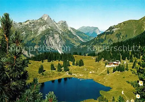 AK / Ansichtskarte Koerbersee mit Braunarl und Kanisfluh Bregenzerwald Kat. Schroecken