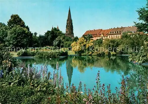 AK / Ansichtskarte Freiburg Breisgau Stadtgarten mit Muenster Kat. Freiburg im Breisgau