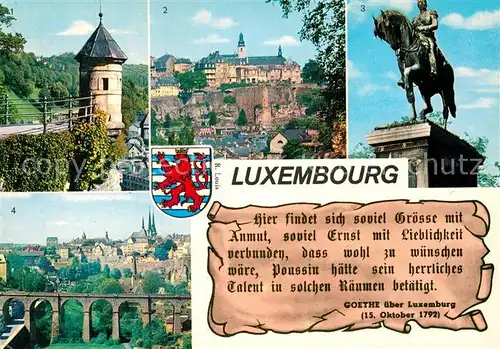 AK / Ansichtskarte Luxembourg Luxemburg Schloss Turm Reiterdenkmal Bruecke Kat. Luxembourg