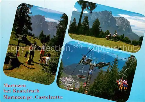 AK / Ansichtskarte Kastelruth Suedtirol Marinzen Wanderer Seilbahn Kat. Salten Schlern