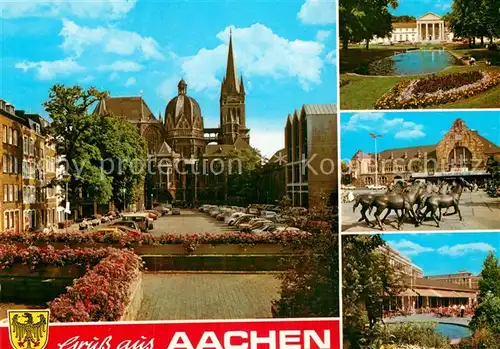 AK / Ansichtskarte Aachen Dom Pferdedenkmal  Kat. Aachen