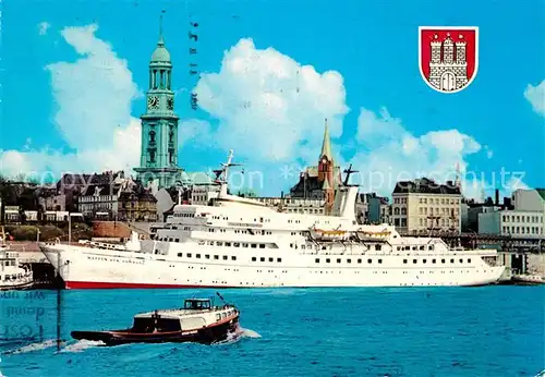 AK / Ansichtskarte Schiffe Ships Navires Wappen von Hamburg St. Pauli Landungsbruecken 