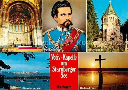 AK / Ansichtskarte Adel Bayern Koenig Ludwig II. Votivkapelle Starnberger See Gedenkkreuz  Kat. Koenigshaeuser