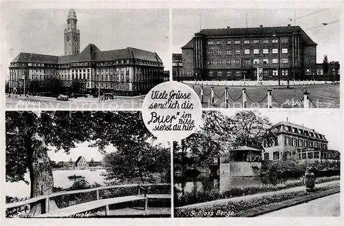 AK / Ansichtskarte Buer Gelsenkirchen Rathaus Postamt Schloss Berge Bootshaus im Stadtwald Kat. Gelsenkirchen