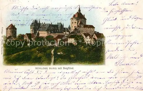 AK / Ansichtskarte Burg Wupper Schloss Burg mit Bergfried Kat. Solingen
