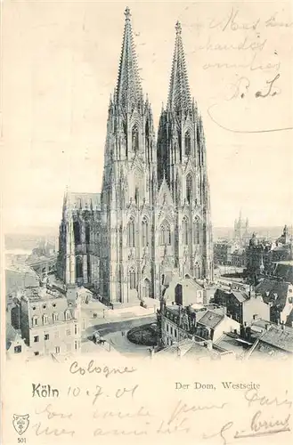 AK / Ansichtskarte Koeln Rhein Dom Westseite Kat. Koeln