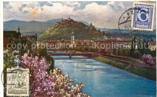AK / Ansichtskarte Graz Steiermark Partie an der Mur Blick zum Schlossberg Kuenstlerkarte Nr 7012 11 Kat. Graz