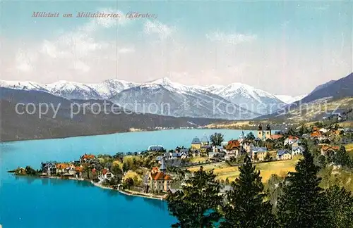 AK / Ansichtskarte Millstatt Millstaettersee Gesamtansicht mit Alpenpanorama Kat. Millstatt Millstaetter See