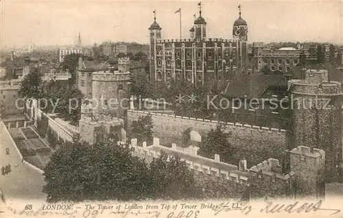 AK / Ansichtskarte London Tower of London from top of Tower Bridge Kat. City of London