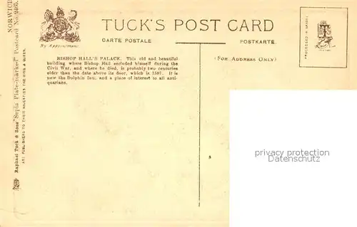 AK / Ansichtskarte Norwich UK Bishop Halls Palace Tucks Postcard Kat. Norwich