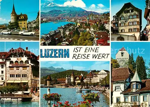 AK / Ansichtskarte Luzern LU Teilansichten Panorama Gasthaus Pfistern Zeitturm Kat. Luzern