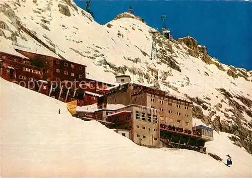 AK / Ansichtskarte Zugspitzbahn Hotel Schneefernerhaus Zugspitzgipfel Gletscher Kat. Eisenbahn