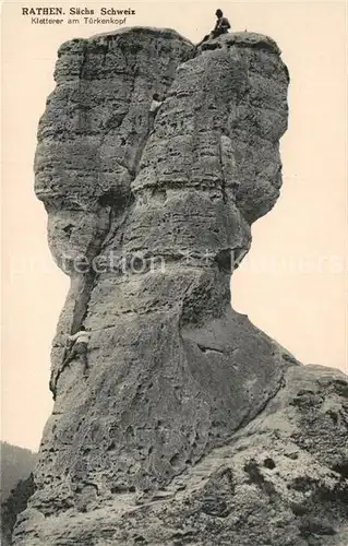 AK / Ansichtskarte Klettern Bergsteigen Rathen Kletterer Tuerkenkopf  Kat. Bergsteigen