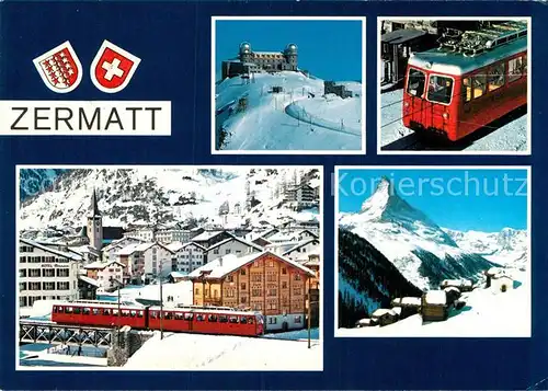 AK / Ansichtskarte Zermatt VS mit Matterhorn Bergbahn Stadtblick Kat. Zermatt