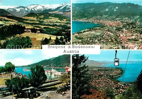 AK / Ansichtskarte Bregenz Bodensee Panorama Fliegeraufnahme Seeanlagen mit Pfander