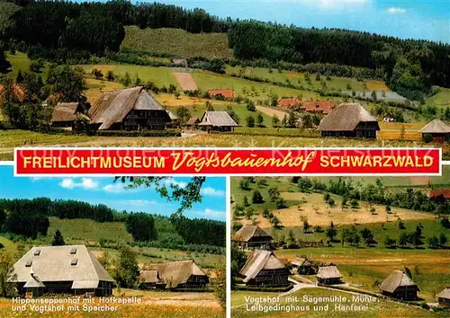 AK / Ansichtskarte Gutach Schwarzwald Freilichtmuseum Vogtsbauernhof Hippenseppenhof mit Hofkapelle Vogtshof mit Saegmuehle Muehle Leibgedinghaus und Hanferei Kat. Gutach