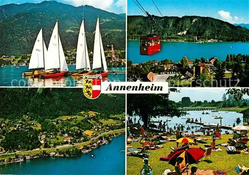 AK / Ansichtskarte Annenheim Ossiacher See Seebad am Nordufer Kanzelhoehe mit Seilschwebebahn Kat. Annenheim Kaernten