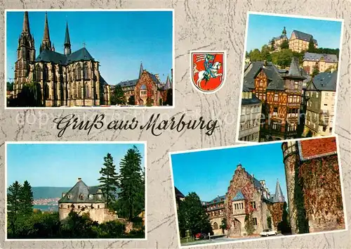 AK / Ansichtskarte Marburg Lahn Elisabethkirche Landgrafenschloss Hexenturm Deutschordenshaus Kat. Marburg