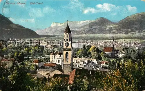 AK / Ansichtskarte Meran Merano Kirchturm Panorama