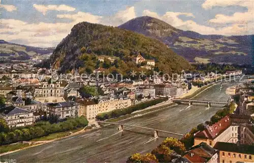 AK / Ansichtskarte Salzburg Oesterreich Flusspartie mit Kapuzinerberg und Gaisberg Kat. Salzburg