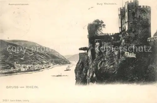 AK / Ansichtskarte Assmannshausen Rhein Burg Rheinstein Kat. Ruedesheim am Rhein