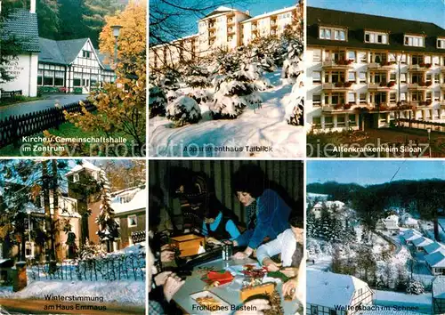 AK / Ansichtskarte Leichlingen Rheinland Kirche Gemeinschaftshalle Appartementhaus Talblick Altenkrankenheim Siloah Haus Emmaus Basteln Winteridyll Kat. Leichlingen (Rheinland)