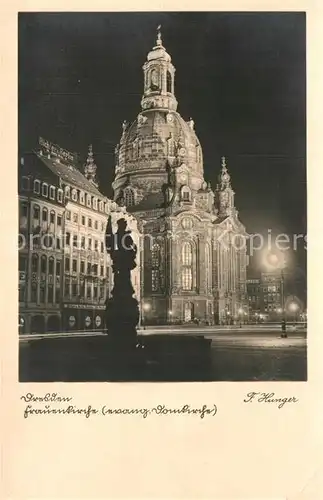 AK / Ansichtskarte Dresden Frauenkirche Domkirche Brunnen Nachtaufnahme Kat. Dresden Elbe