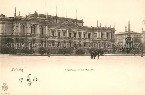 AK / Ansichtskarte Leipzig Augustusplatz mit Museum Brunnen Kat. Leipzig