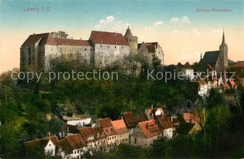 AK / Ansichtskarte Leisnig Ortsansicht mit Schloss Mildenstein und Kirche Kat. Leisnig