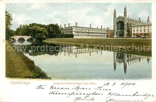 AK / Ansichtskarte Cambridge Cambridgeshire Kings and Clare Colleges from River