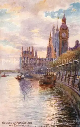 AK / Ansichtskarte London Houses of Parliament and Embankment Thames Tucks Postcard Oilette No 7898 Kuenstlerkarte Kat. City of London