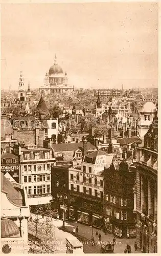 AK / Ansichtskarte London Birds eye view of St Pauls Cathedral and City from Strand Kat. City of London