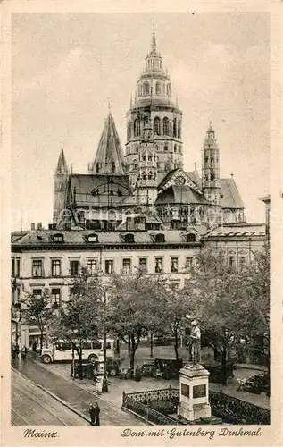 AK / Ansichtskarte Mainz Rhein Dom Gutenberg Denkmal