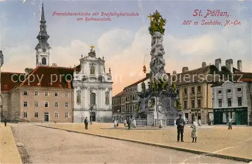 AK / Ansichtskarte Poelten Sankt Franziskanerkirche Rathausplatz Kat. Oesterreich