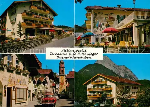 AK / Ansichtskarte Mittenwald Bayern Terrassen Cafe Hotel Rieger Bozner Weinstuben Kat. Mittenwald