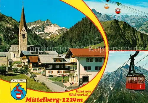 AK / Ansichtskarte Mittelberg Kleinwalsertal Dorfpartie Kirche Seilbahn Kat. Oesterreich