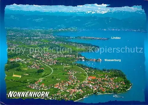 AK / Ansichtskarte Nonnenhorn Bodensee Fliegeraufnahme mit Wasserburg und Lindau