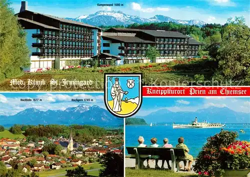 AK / Ansichtskarte Prien Chiemsee Med Klinik St Irmgard Kampenwand Hochfelln Fahrgastschiff Kat. Prien a.Chiemsee