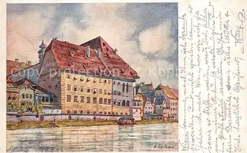 AK / Ansichtskarte Steyr Enns Oberoesterreich Alte Haeusergruppe Aquarell Lebeda Kat. Steyr