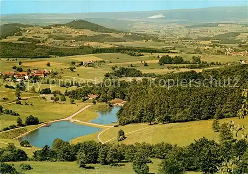 AK / Ansichtskarte Rhoen Region Blick von der Wasserkuppe Eube ueer Guckaisee Poppenhausen Ebersburg nach Neuhof Kat. Hessen